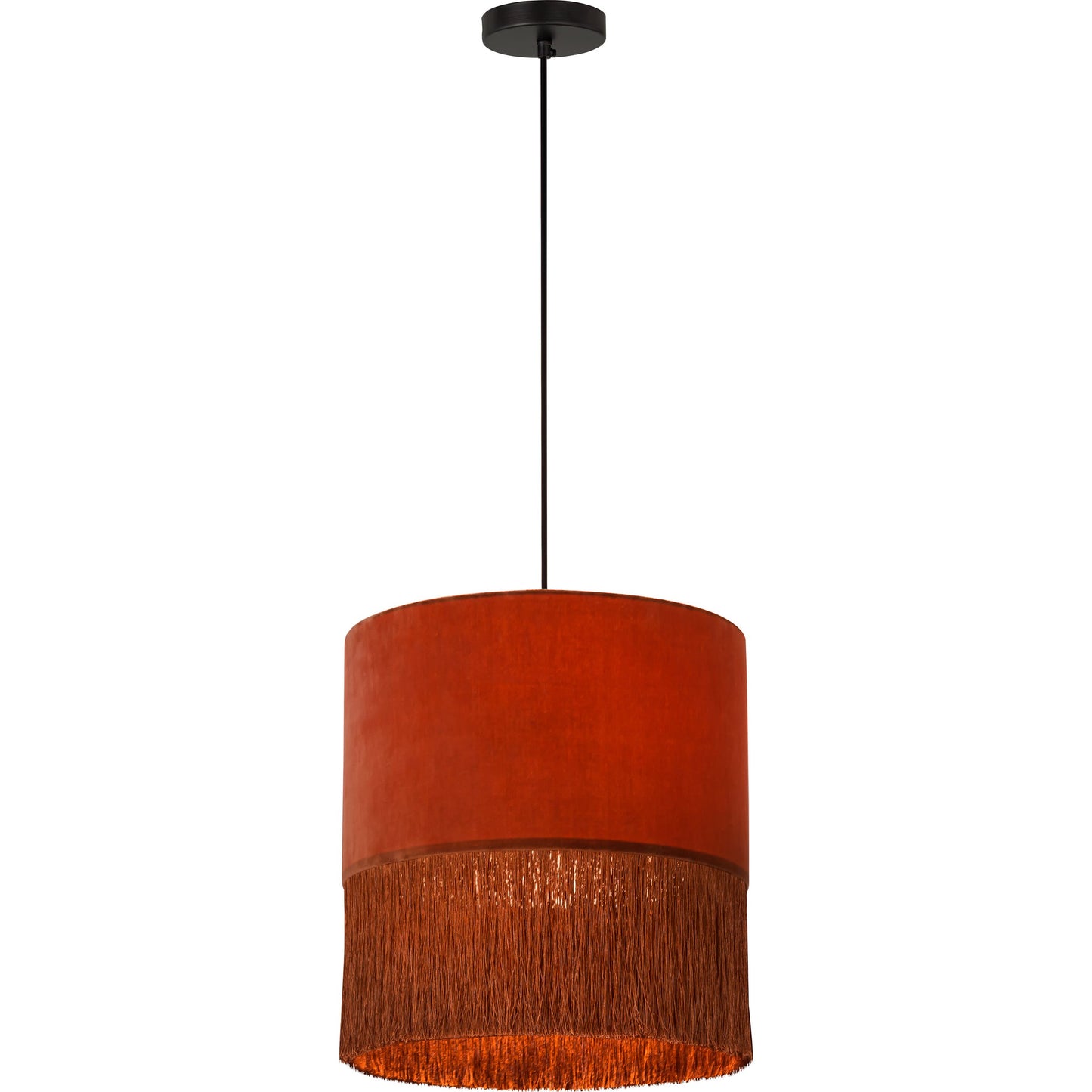 002 SR-833776 | Primary Silo | Atolla Tassel Pendant by TOV Furniture in brick. Made from cotton in a eclectic & global style.