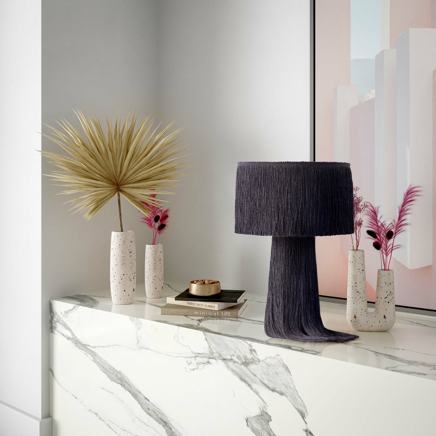 021 SR-893936 | Lifestyle | Atolla Tassel Table Lamp by TOV Furniture. Made from cotton in a eclectic & global style.