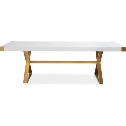 Adeline Dining Table by TOV Furniture in white, gold. Made from mdf, stainless steel in a modern style.