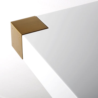 Adeline Dining Table by TOV Furniture in white, gold. Made from mdf, stainless steel in a modern style.