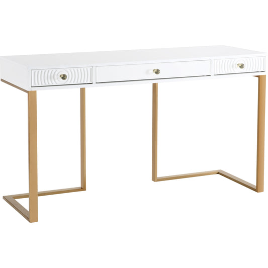 Janie Lacquer Desk by TOV Furniture in white. Made from mdf in a transitional style.