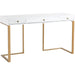 Janie Lacquer Desk by TOV Furniture in white. Made from mdf in a transitional style.