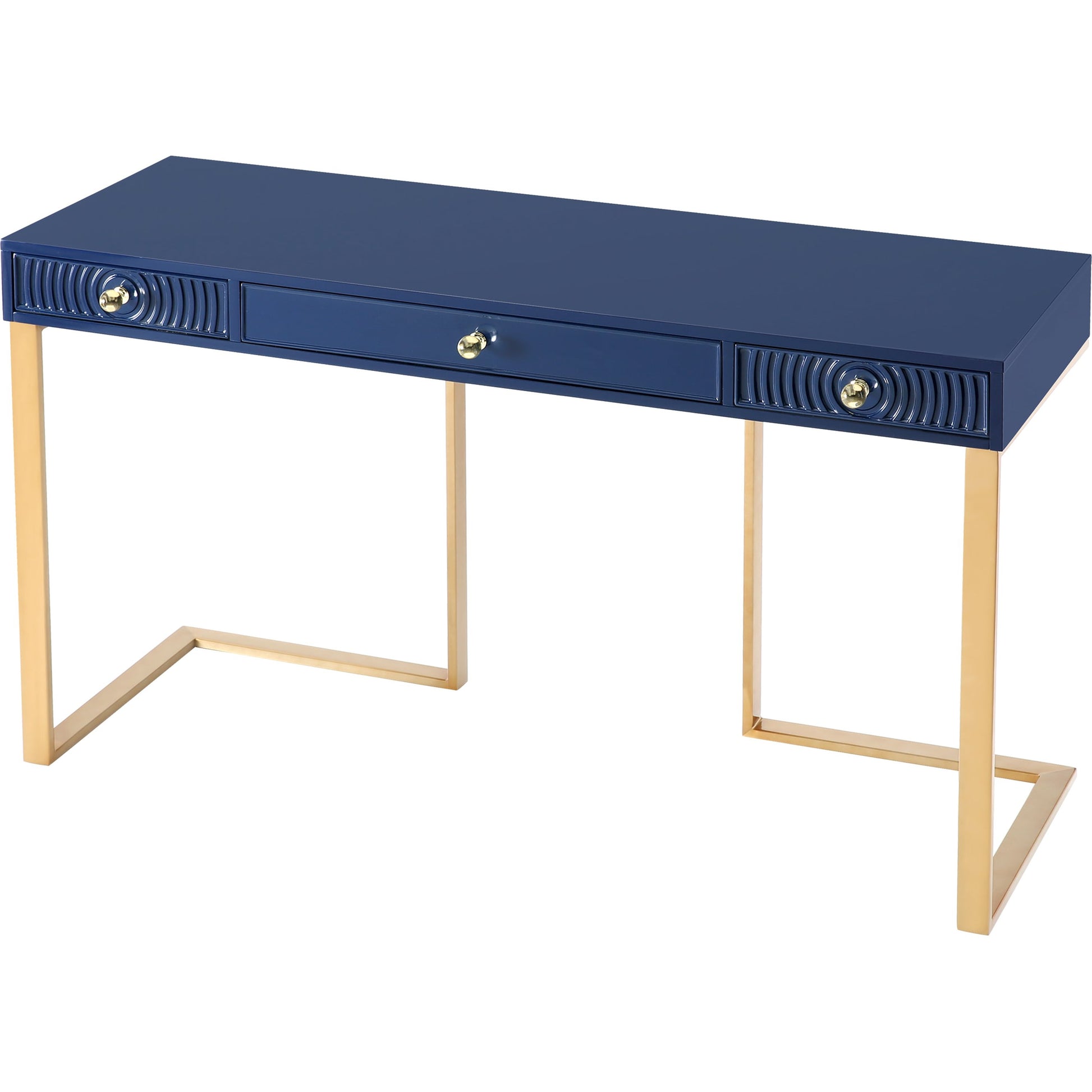 Janie Lacquer Desk by TOV Furniture in white. Made from mdf in a transitional style.