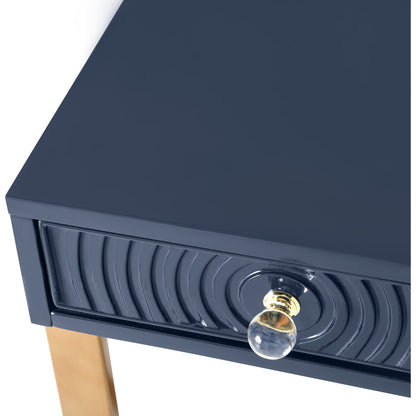 Janie Lacquer Desk by TOV Furniture in white. Made from mdf in a transitional style.