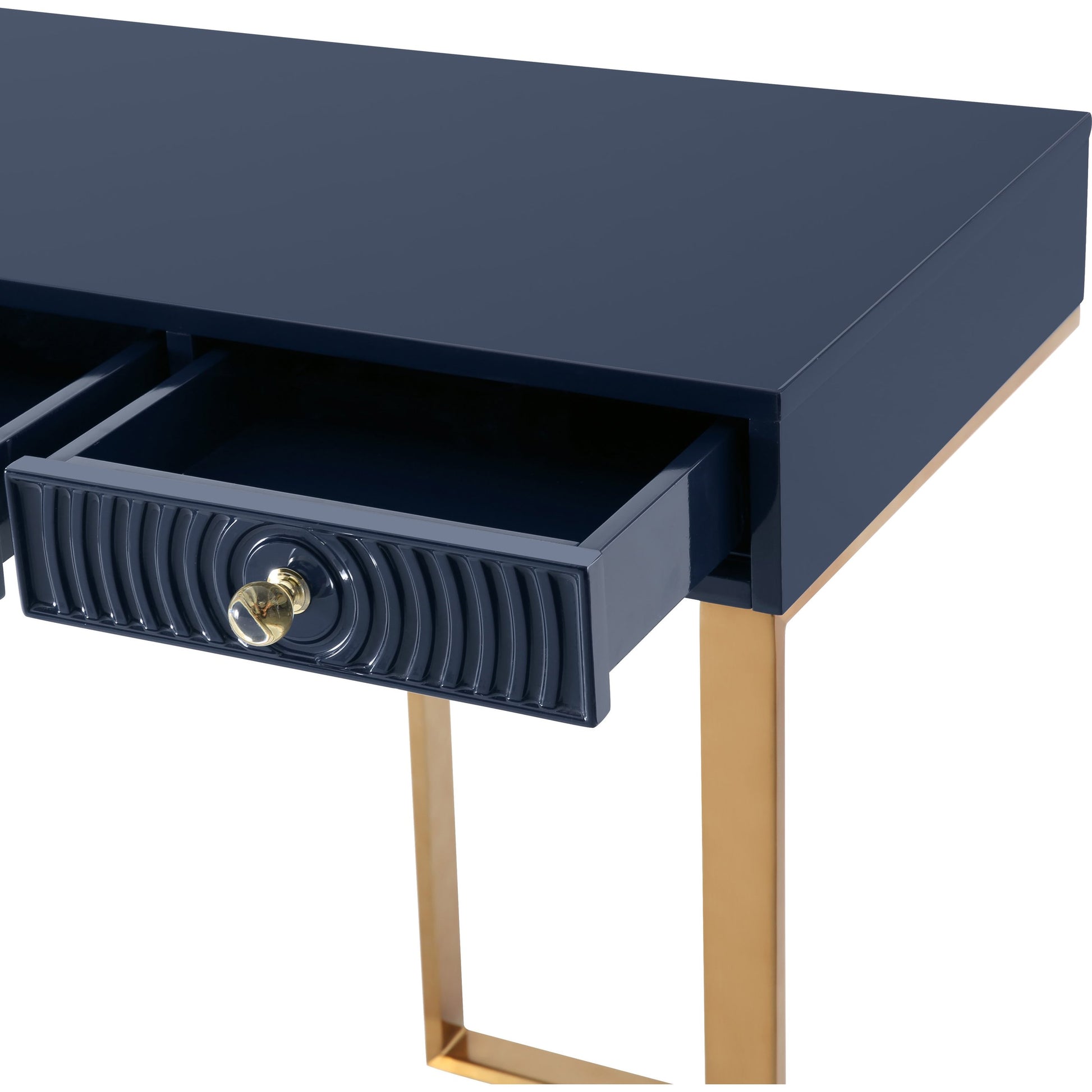 Janie Lacquer Desk by TOV Furniture in white. Made from mdf in a transitional style.