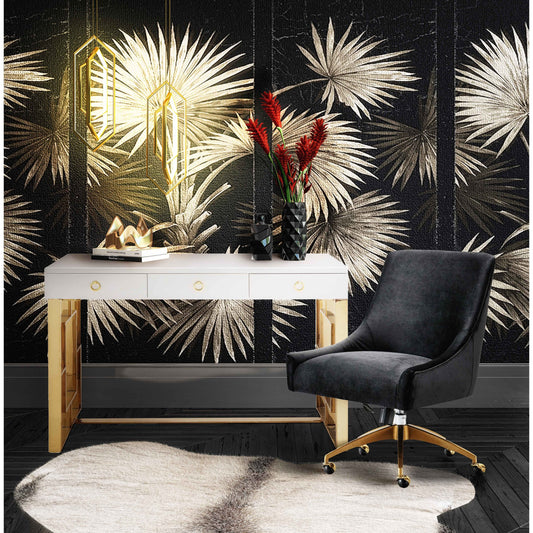 Beatrix Office Swivel Chair by TOV Furniture. Made from velvet, wood, stainless steel in a transitional style.