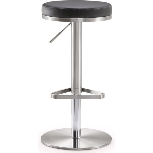 Fano Steel Adjustable Barstool by TOV Furniture in black. Made from stainless steel, eco leather in a modern style.