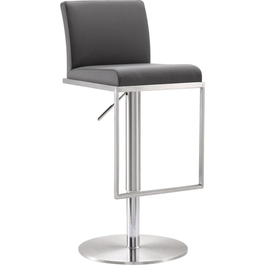 Amalfi Steel Adjustable Barstool by TOV Furniture. Made from stainless steel, eco leather in a modern style.