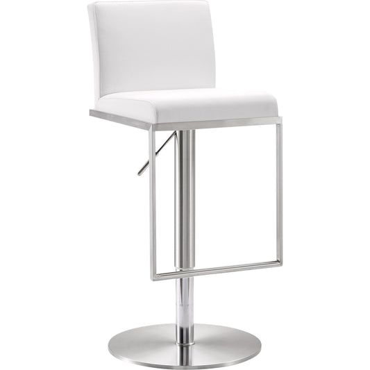Amalfi Steel Adjustable Barstool by TOV Furniture. Made from stainless steel, eco leather in a modern style.