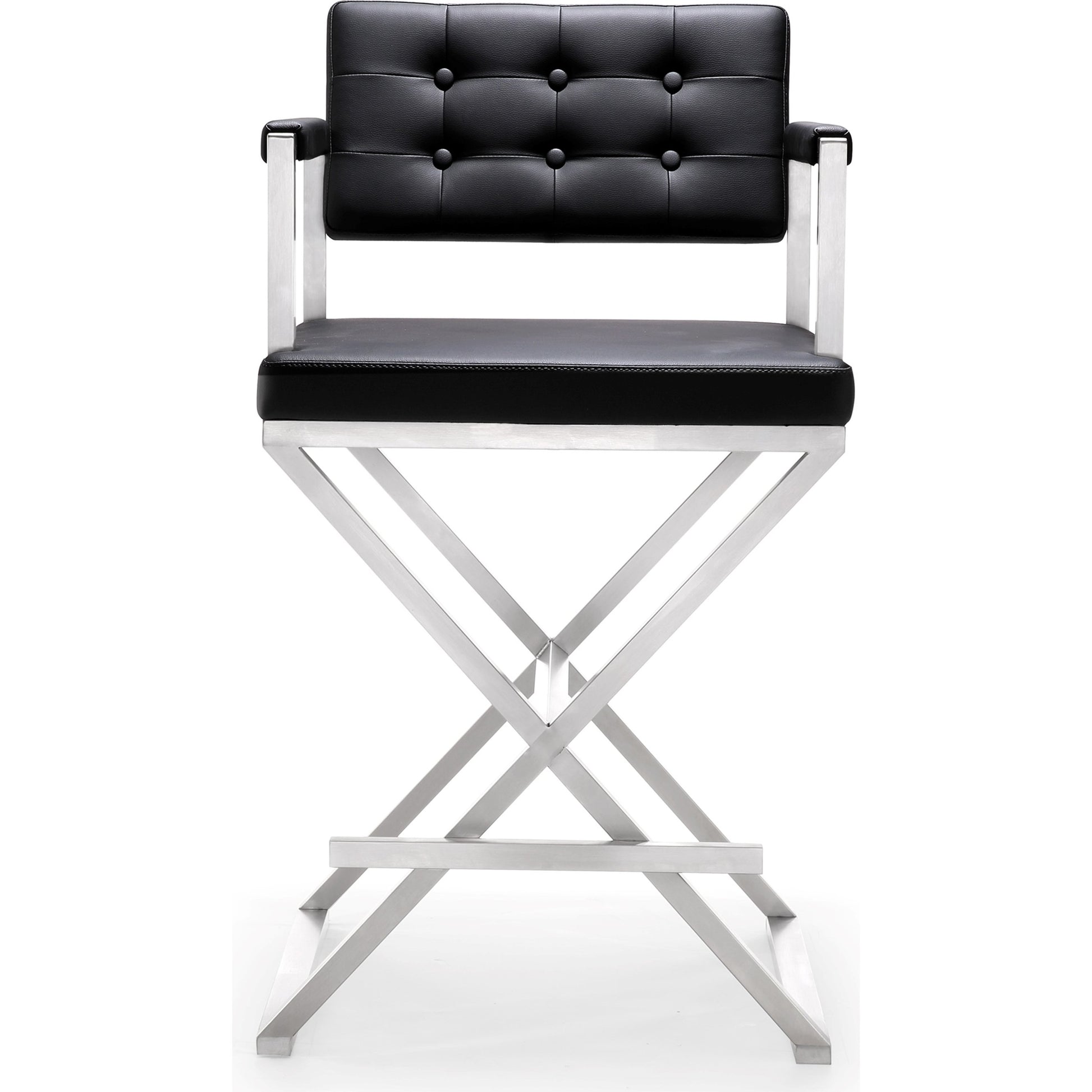 Director Counter Stool by TOV Furniture. Made from stainless steel, eco leather in a modern style.