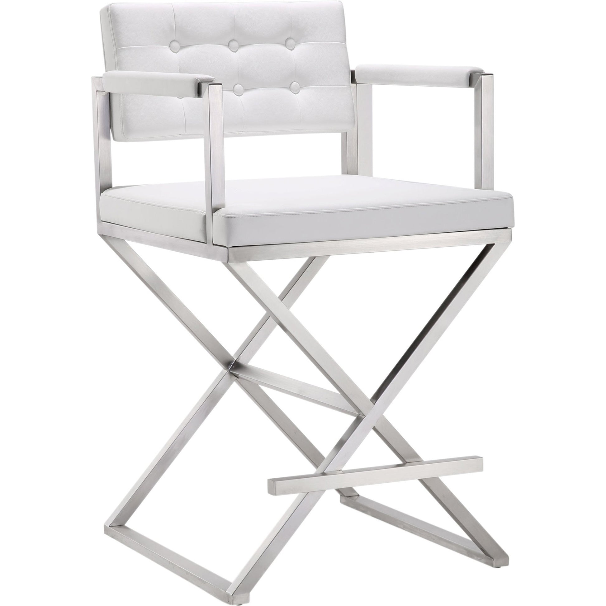 Director Counter Stool by TOV Furniture. Made from stainless steel, eco leather in a modern style.