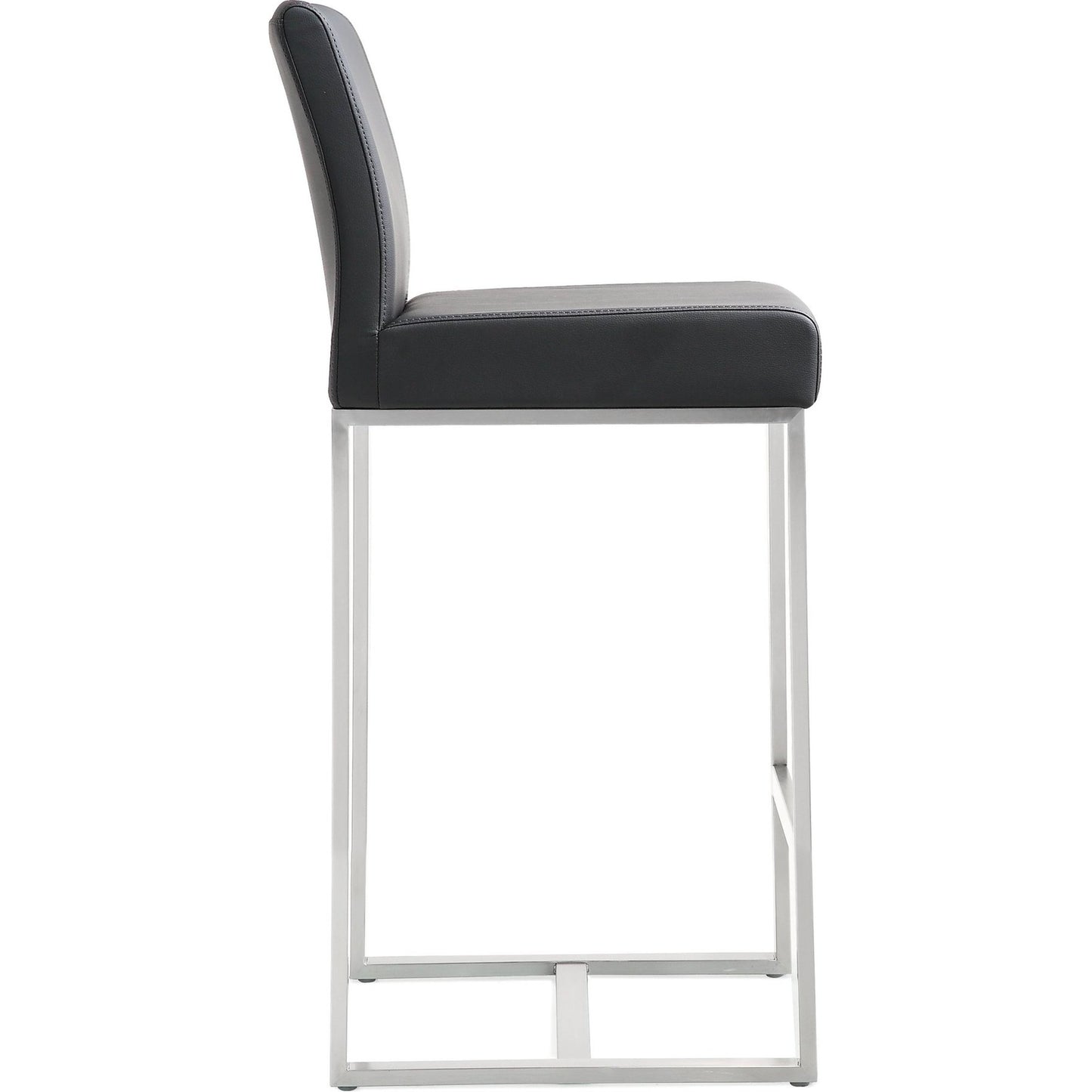 009 S-245379 | Additional Silo | Denmark Steel Counter Stool (Set of 2) by TOV Furniture. Made from stainless steel, eco leather in a modern style.