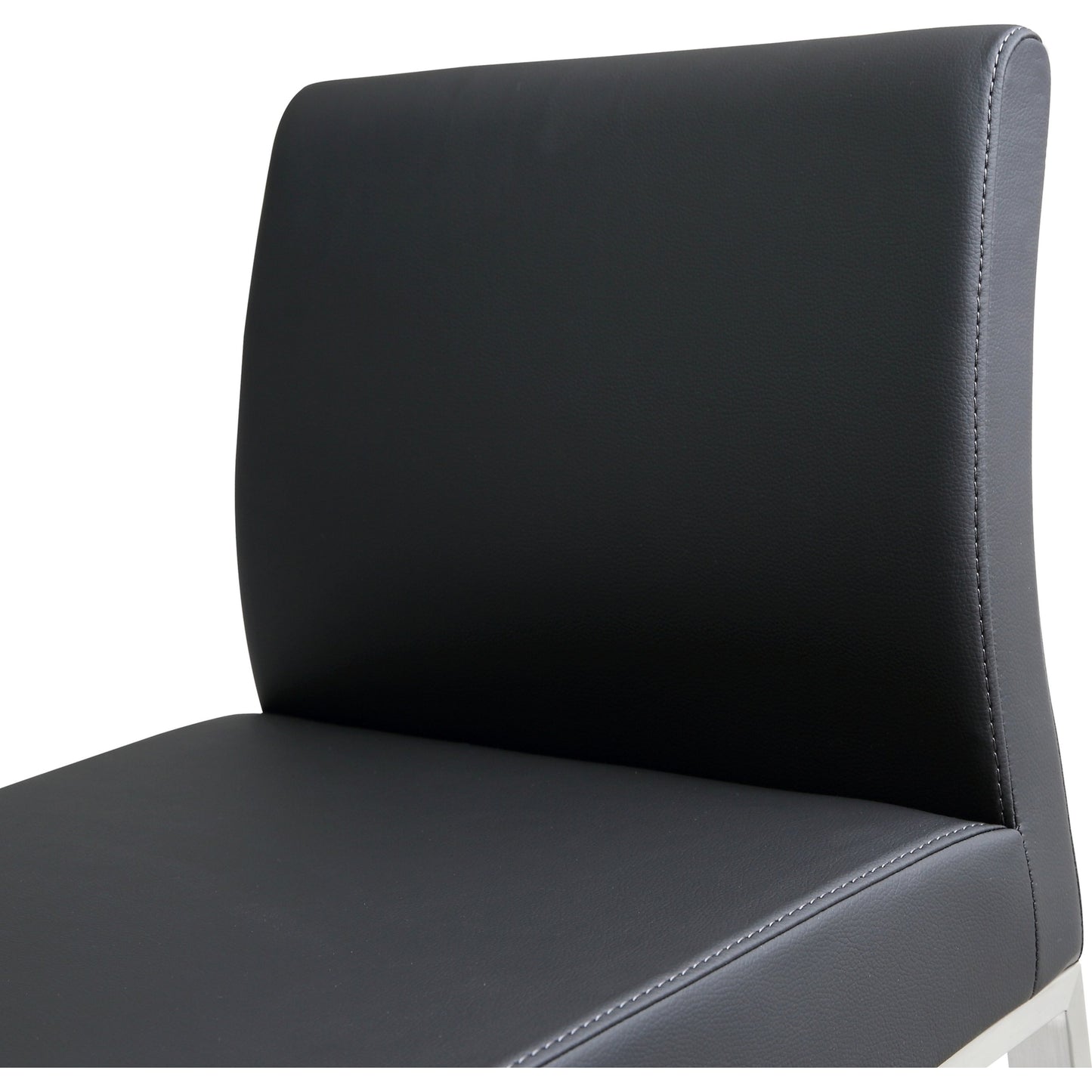 021 S-245379 | Closeup | Denmark Steel Counter Stool (Set of 2) by TOV Furniture. Made from stainless steel, eco leather in a modern style.