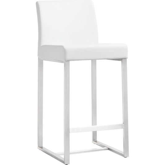 Denmark Steel Counter Stool by TOV Furniture. Made from stainless steel, eco leather in a modern style.