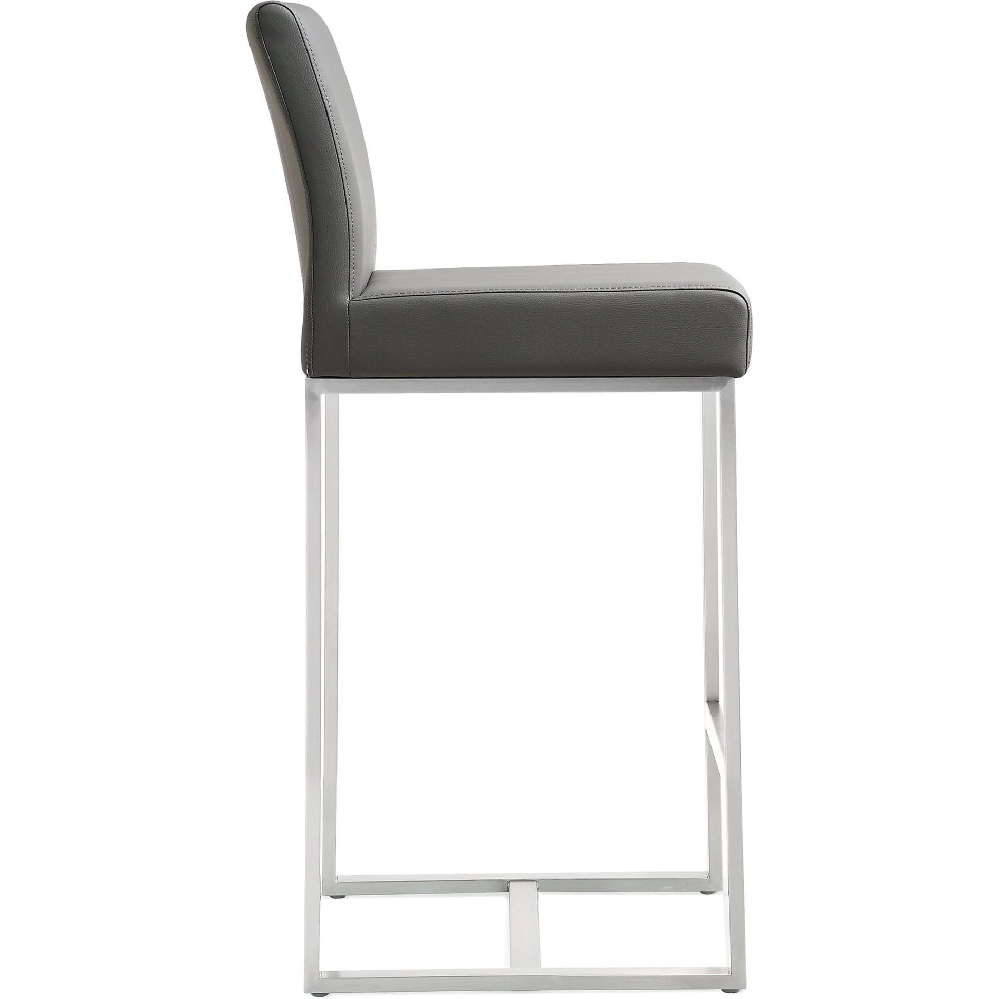 Denmark Steel Counter Stool (Set of 2) by TOV Furniture. Made from stainless steel, eco leather in a modern style.