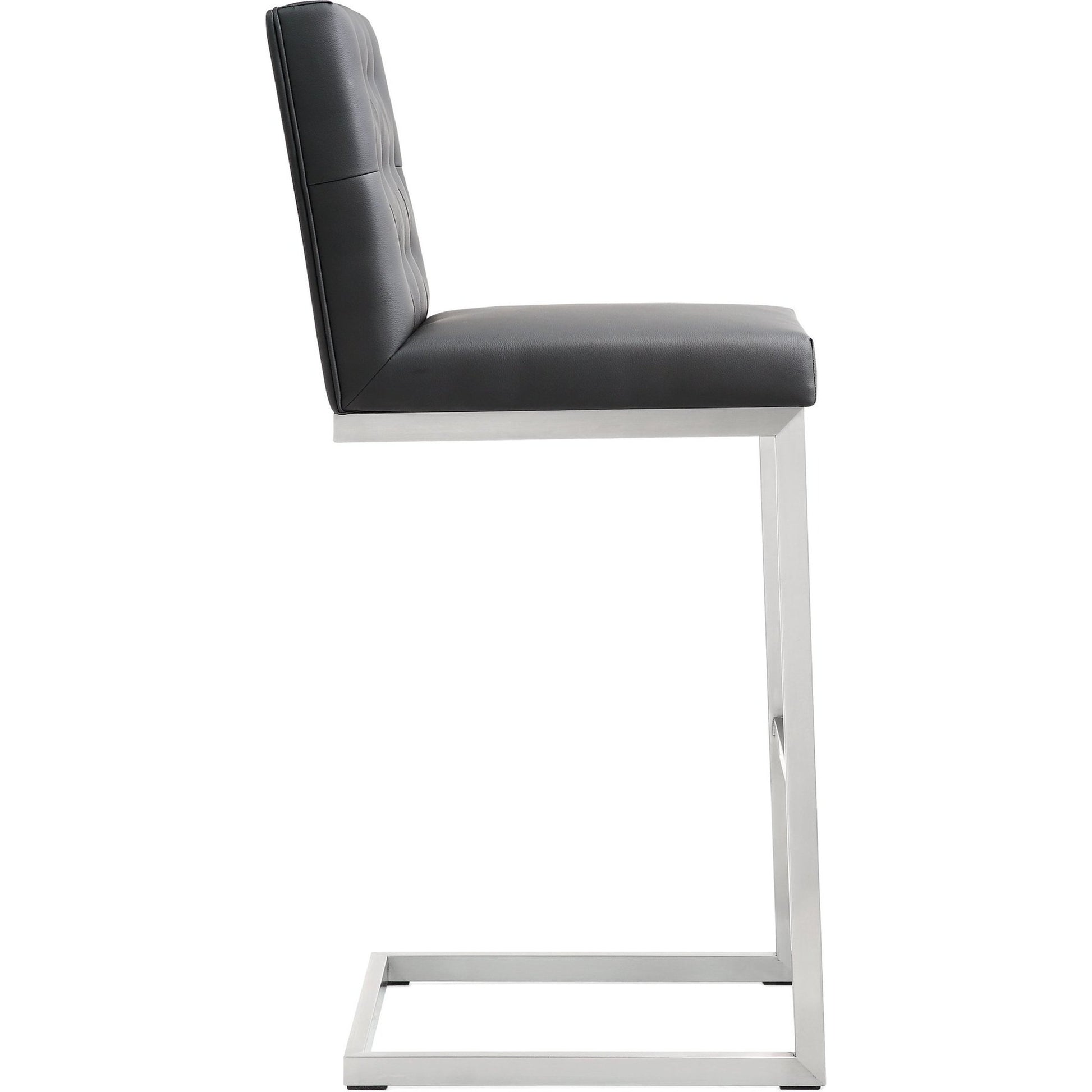 Helsinki Steel Barstool (Set of 2) by TOV Furniture in white. Made from stainless steel, eco leather in a modern style.