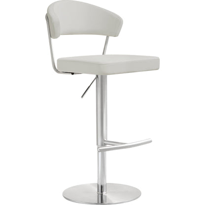 Cosmo Light Steel Barstool by TOV Furniture in gray. Made from stainless steel, eco leather in a modern style.