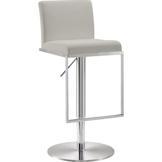 Amalfi Barstool by TOV Furniture in gray. Made from stainless steel, eco leather in a modern style.