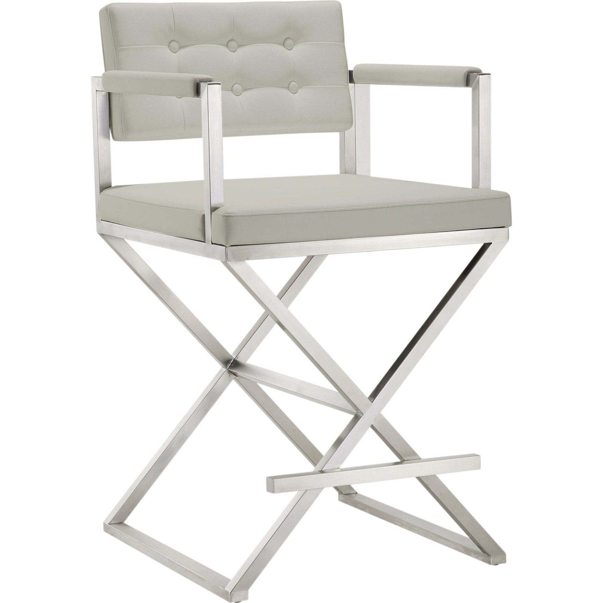 Director Counter Stool by TOV Furniture. Made from stainless steel, eco leather in a modern style.