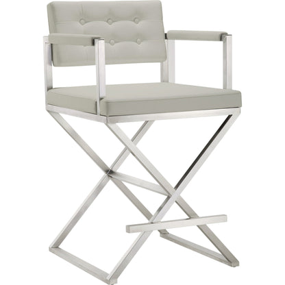 Director Counter Stool by TOV Furniture. Made from stainless steel, eco leather in a modern style.