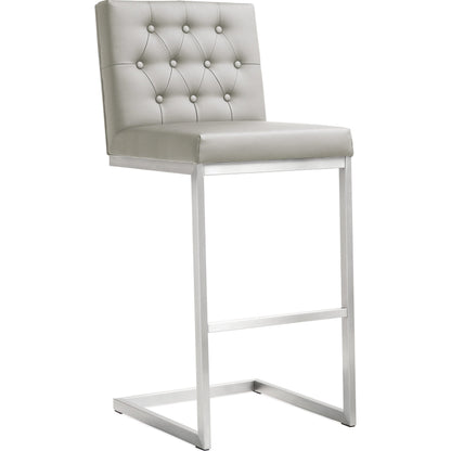 Helsinki Steel Barstool (Set of 2) by TOV Furniture in white. Made from stainless steel, eco leather in a modern style.
