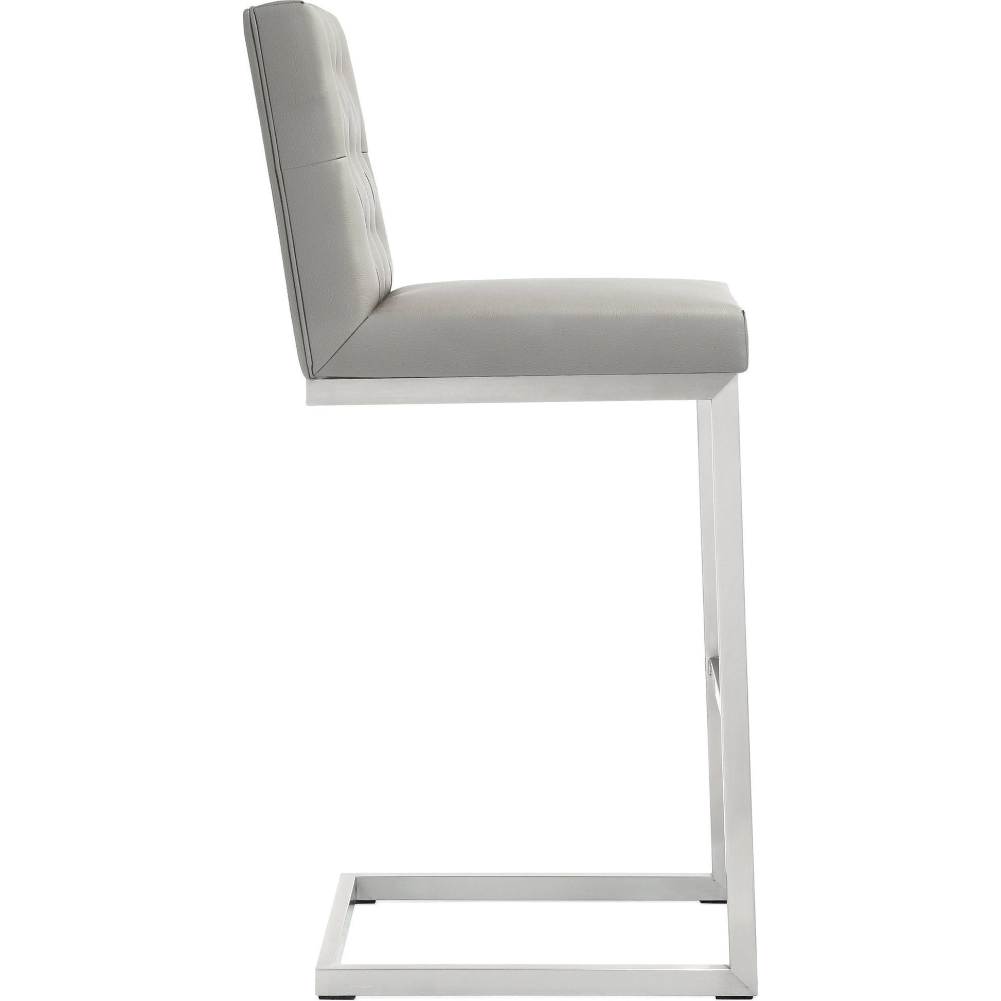 Helsinki Steel Barstool (Set of 2) by TOV Furniture in white. Made from stainless steel, eco leather in a modern style.