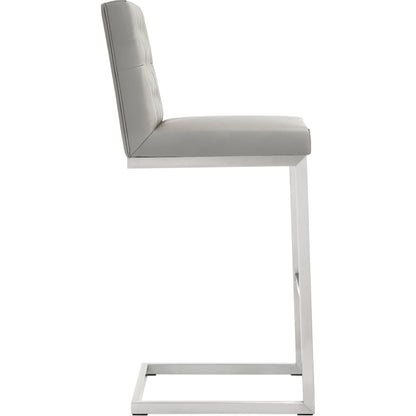 Helsinki Steel Barstool (Set of 2) by TOV Furniture in white. Made from stainless steel, eco leather in a modern style.