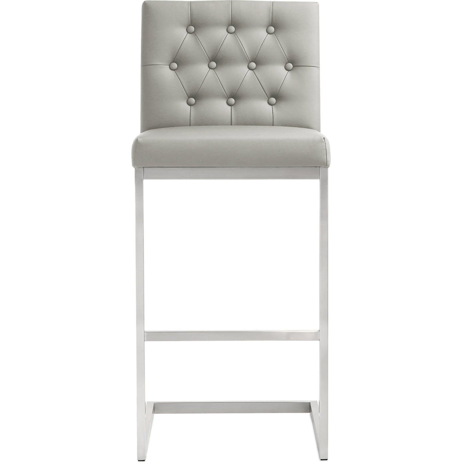 Helsinki Steel Barstool (Set of 2) by TOV Furniture in white. Made from stainless steel, eco leather in a modern style.