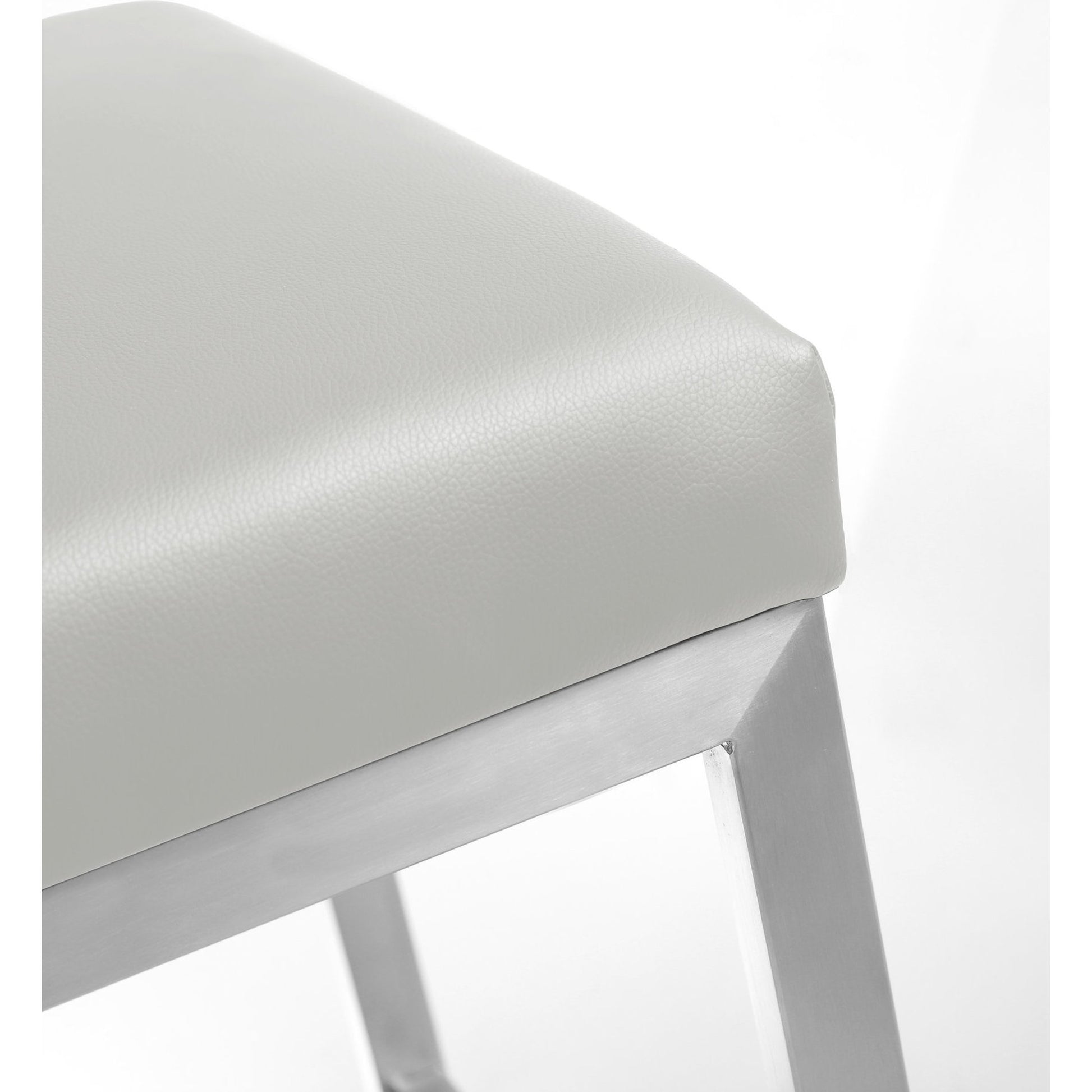 Helsinki Steel Barstool (Set of 2) by TOV Furniture in white. Made from stainless steel, eco leather in a modern style.