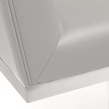 Helsinki Steel Barstool (Set of 2) by TOV Furniture in white. Made from stainless steel, eco leather in a modern style.