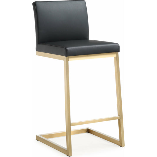Parma Counter Stool by TOV Furniture in black. Made from stainless steel, eco leather in a modern style.