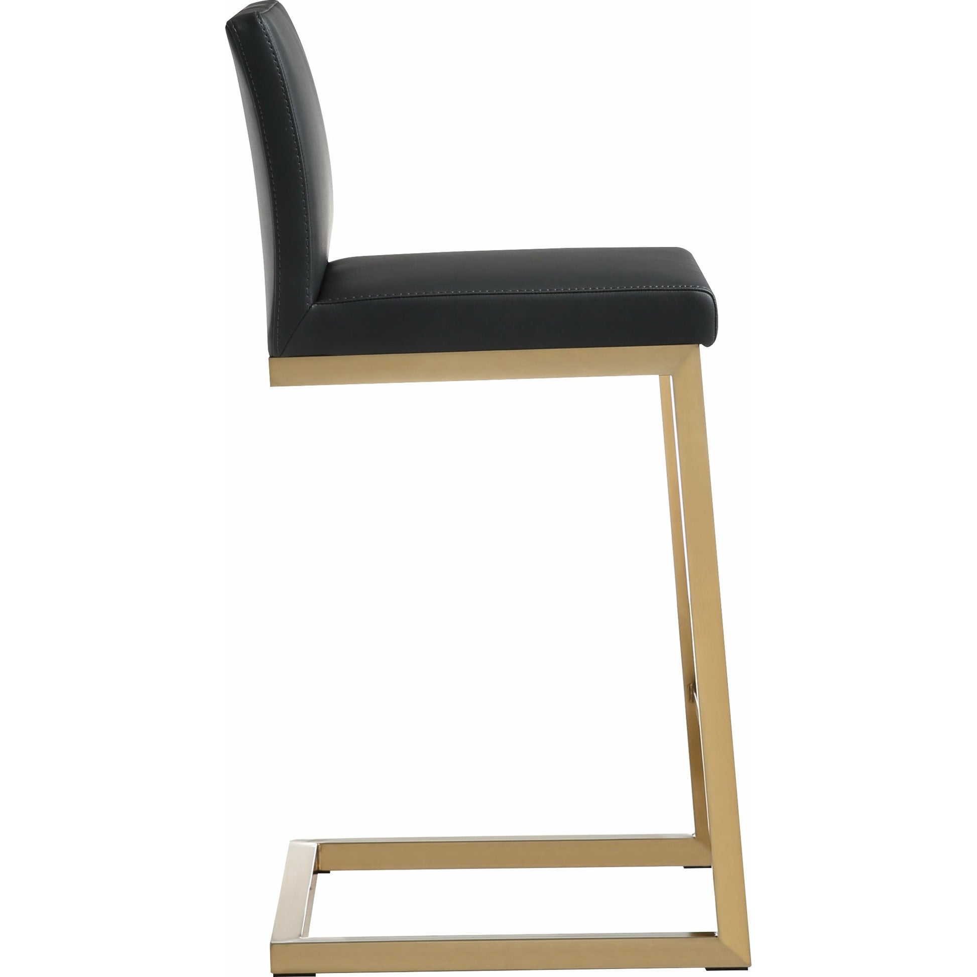 Parma Counter Stool (Set of 2) by TOV Furniture in black. Made from stainless steel, eco leather in a modern style.
