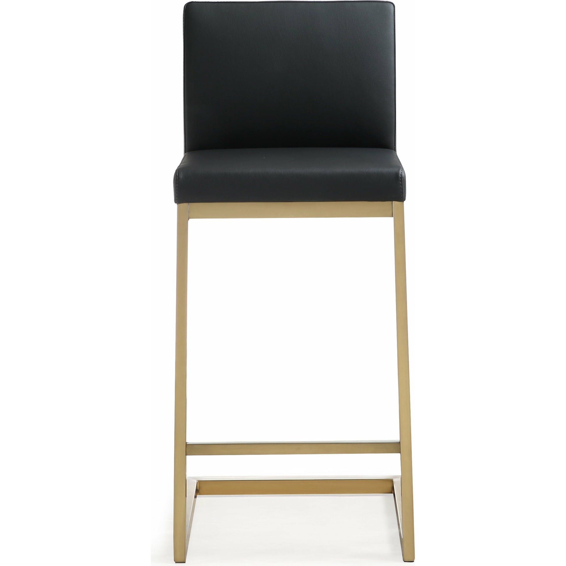 Parma Counter Stool (Set of 2) by TOV Furniture in black. Made from stainless steel, eco leather in a modern style.