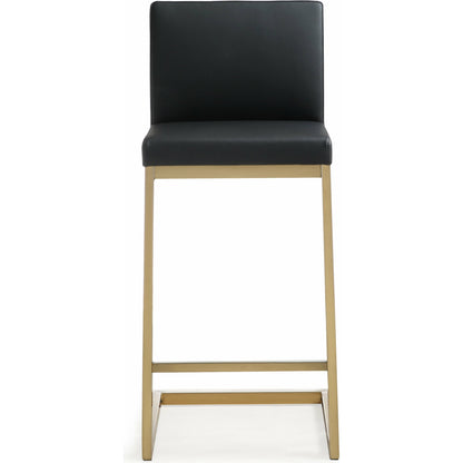 Parma Counter Stool (Set of 2) by TOV Furniture in black. Made from stainless steel, eco leather in a modern style.
