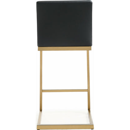 Parma Counter Stool (Set of 2) by TOV Furniture in black. Made from stainless steel, eco leather in a modern style.