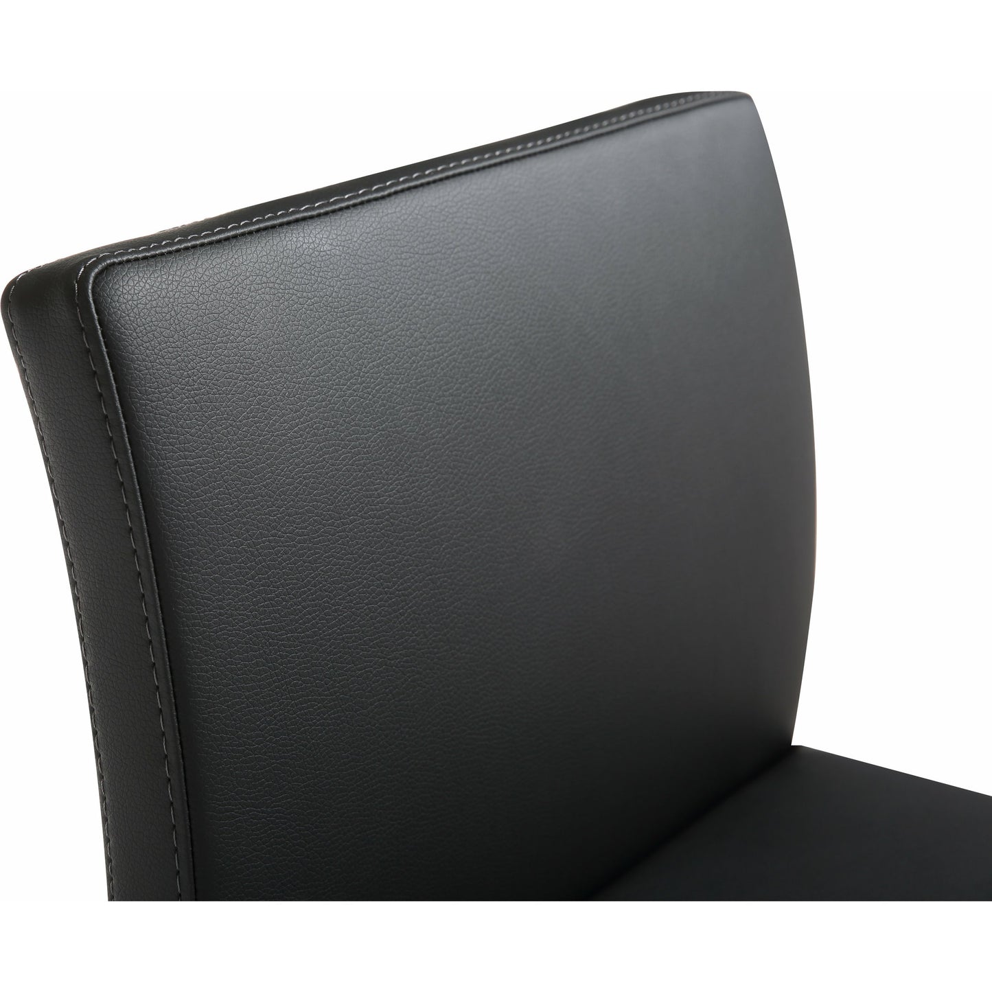 005 S-303109 | Closeup | Parma Counter Stool (Set of 2) by TOV Furniture in black. Made from stainless steel, eco leather in a modern style.