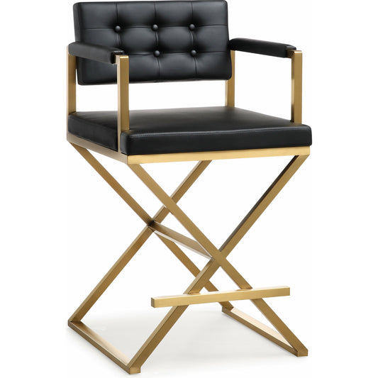Director Gold Steel Counter Stool by TOV Furniture. Made from stainless steel, eco leather in a modern style.