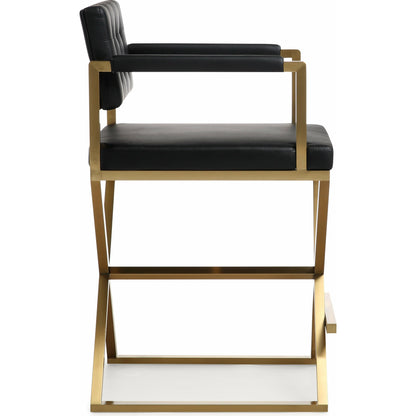 Director Gold Steel Counter Stool by TOV Furniture. Made from stainless steel, eco leather in a modern style.