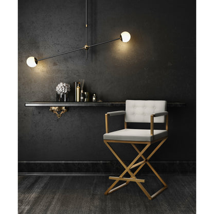 Director Gold Steel Barstool by TOV Furniture. Made from stainless steel, eco leather in a modern style.