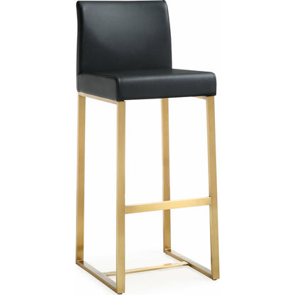 Denmark Gold Steel Barstool (Set of 2) by TOV Furniture. Made from stainless steel, eco leather in a modern style.