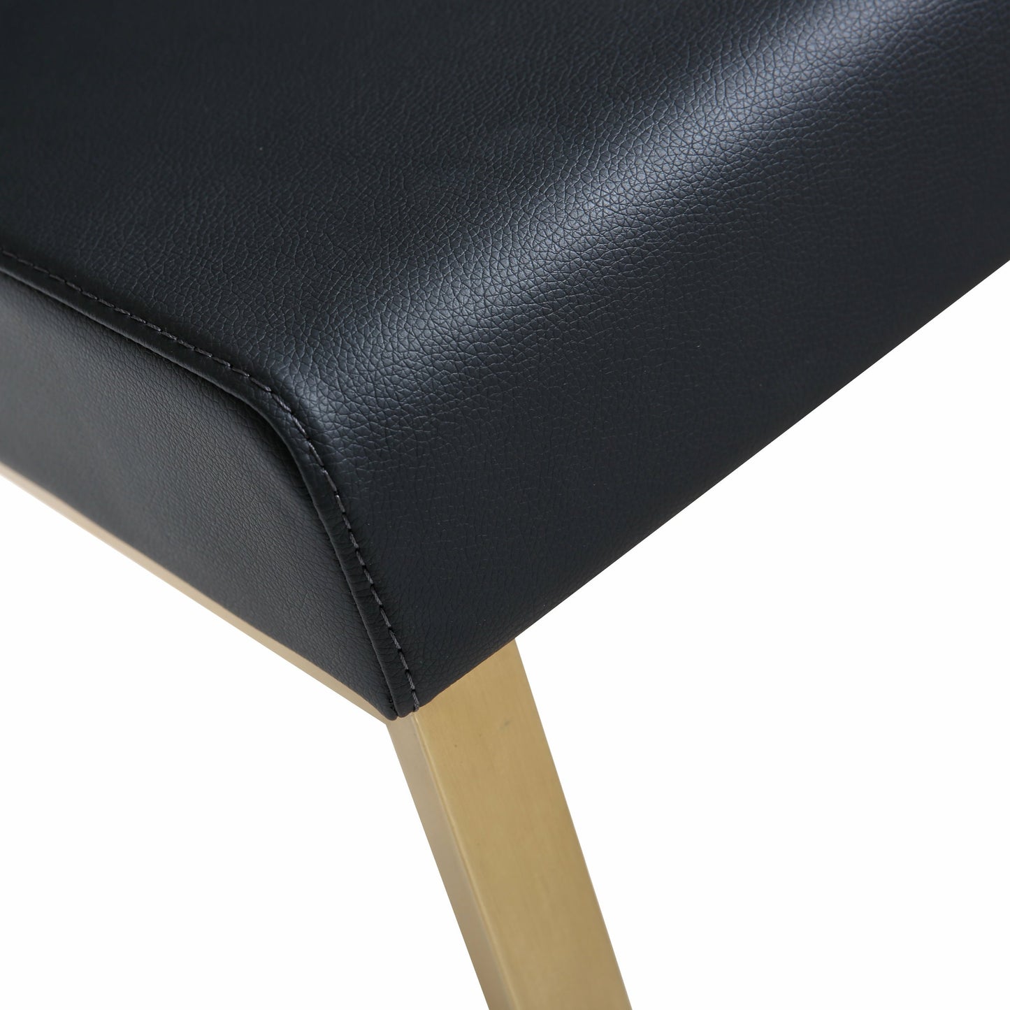 013 S-303041 | Closeup | Denmark Gold Steel Barstool (Set of 2) by TOV Furniture. Made from stainless steel, eco leather in a modern style.