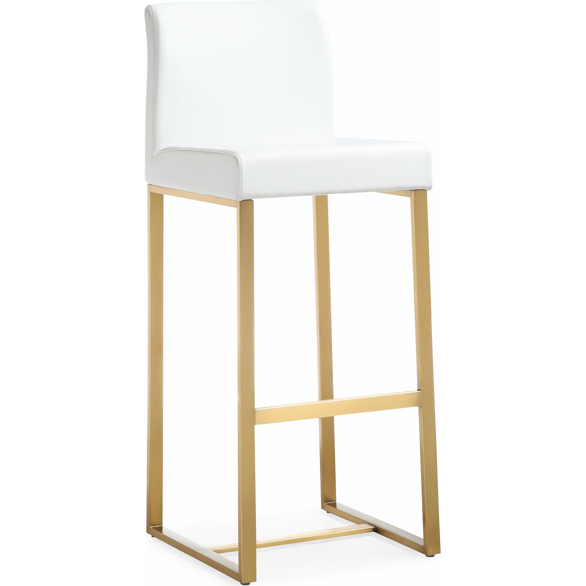 Denmark Gold Steel Barstool (Set of 2) by TOV Furniture. Made from stainless steel, eco leather in a modern style.