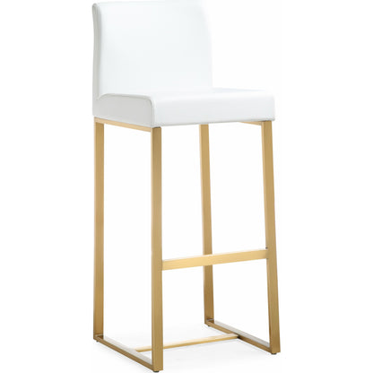 Denmark Gold Steel Barstool (Set of 2) by TOV Furniture. Made from stainless steel, eco leather in a modern style.