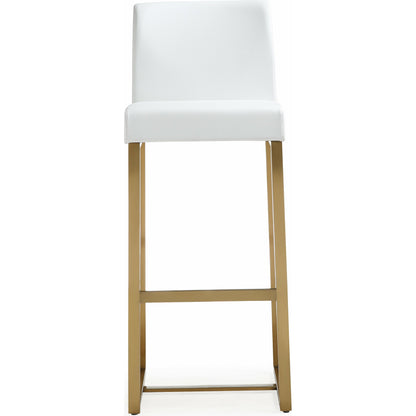 Denmark Gold Steel Barstool (Set of 2) by TOV Furniture. Made from stainless steel, eco leather in a modern style.