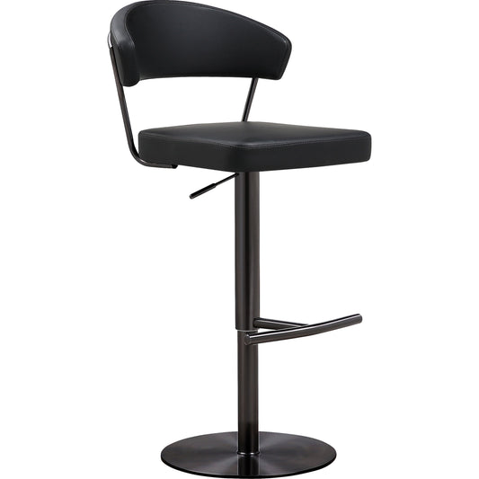 Cosmo on Steel Barstool by TOV Furniture in black. Made from vegan leather in a modern style.