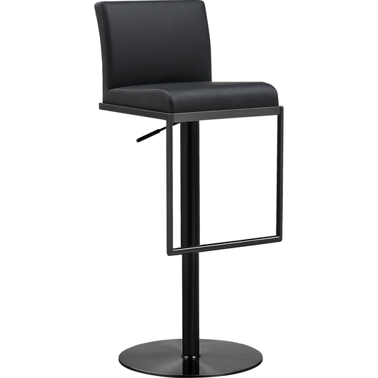 Amalfi on Steel Barstool by TOV Furniture in black. Made from vegan leather in a modern style.