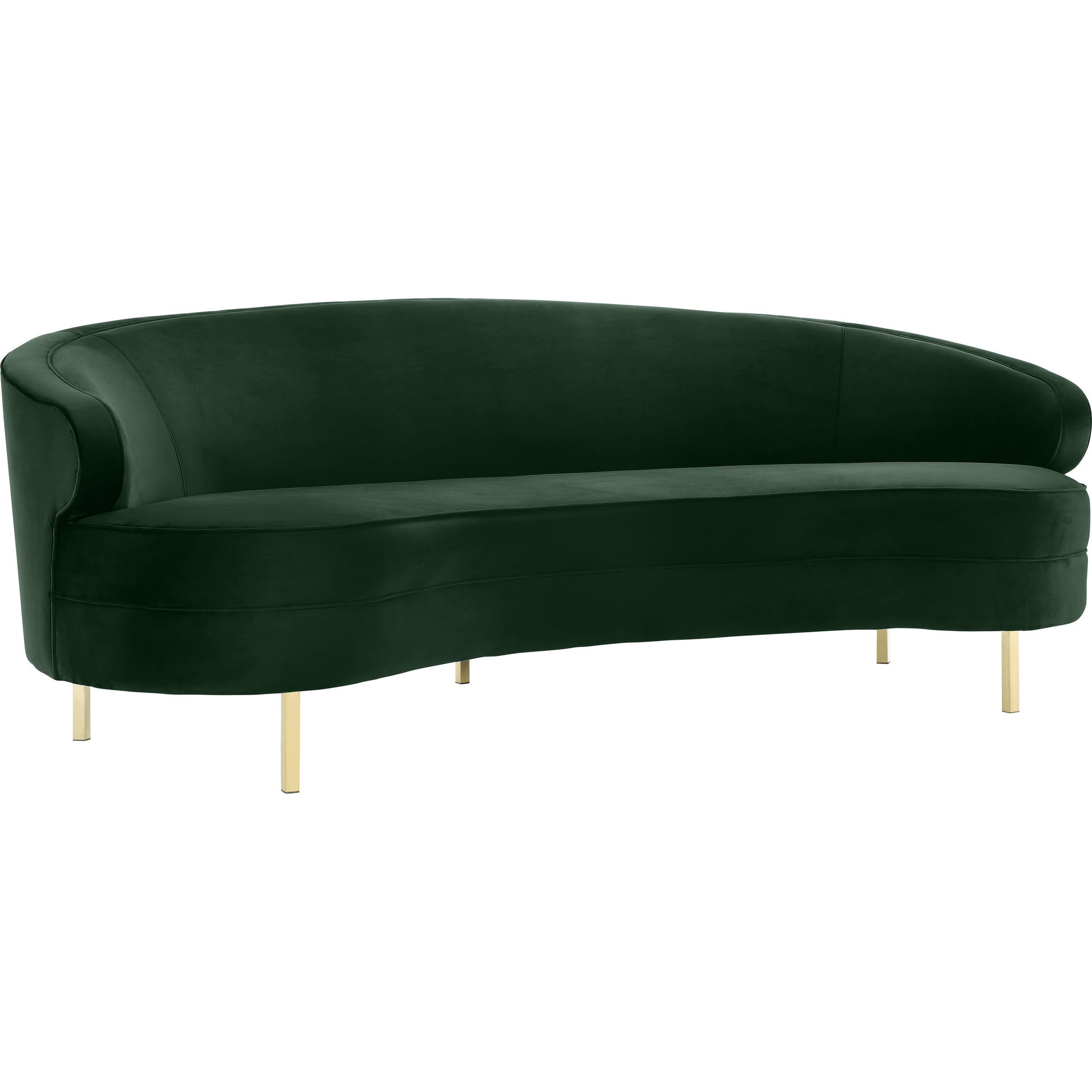 Baila Sofa by TOV Furniture in navy. Made from velvet, wood, stainless steel in a modern style.