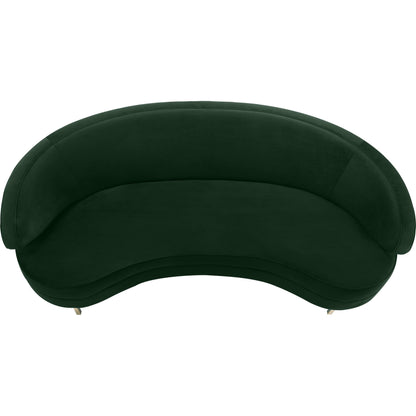 Baila Sofa by TOV Furniture in navy. Made from velvet, wood, stainless steel in a modern style.