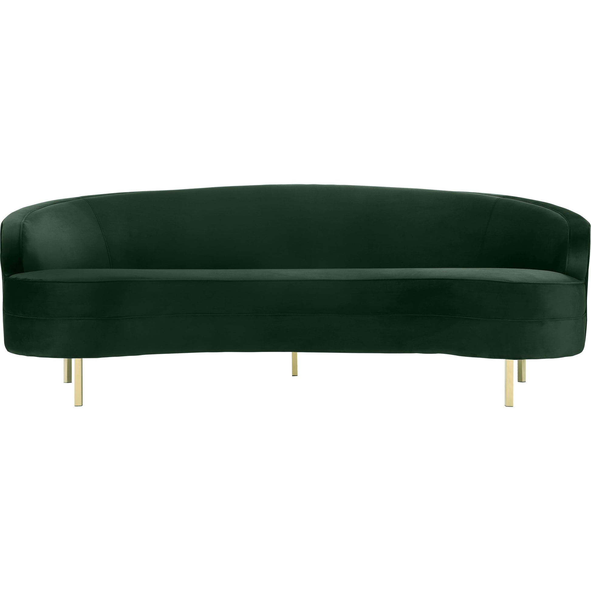 Baila Sofa by TOV Furniture in navy. Made from velvet, wood, stainless steel in a modern style.