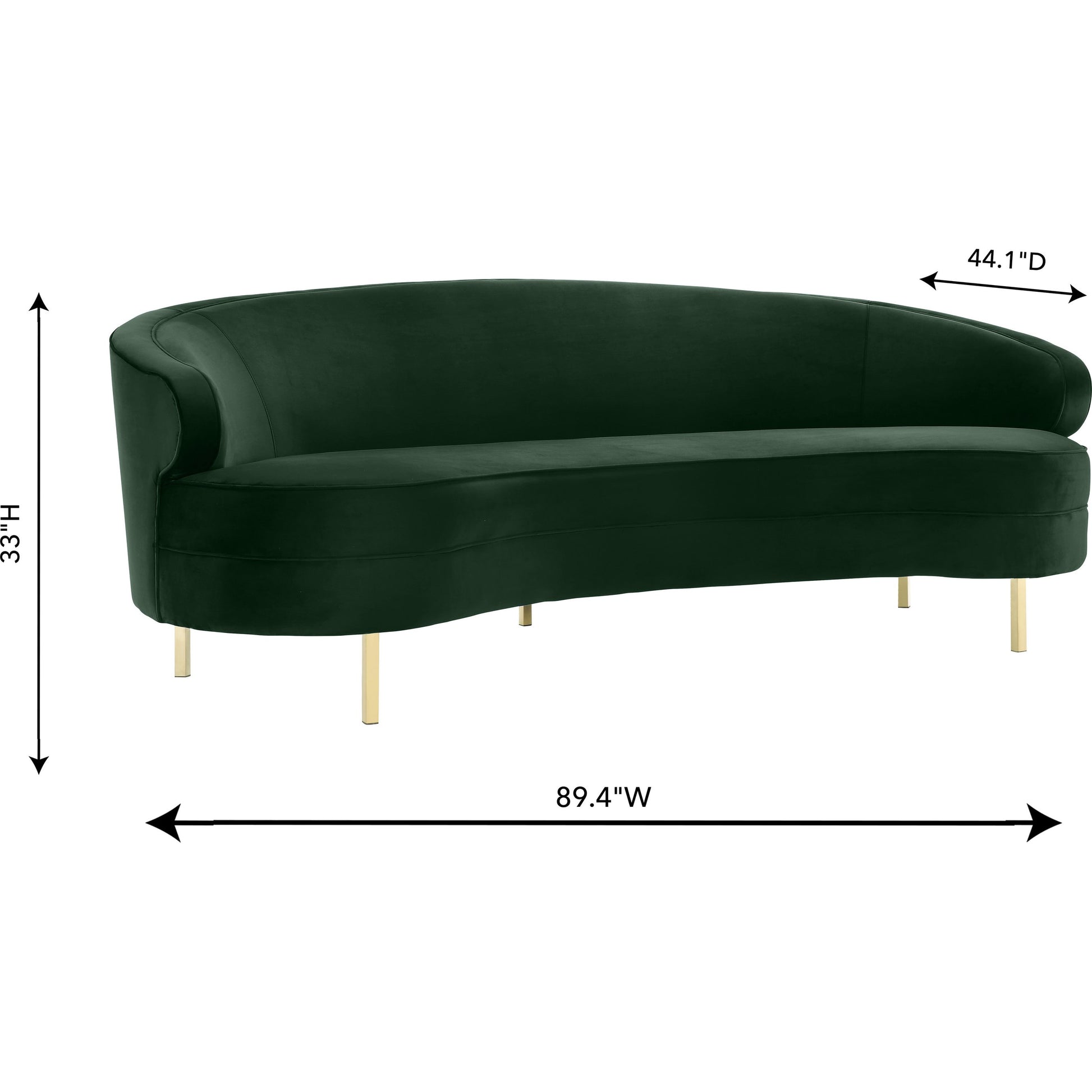 Baila Sofa by TOV Furniture in navy. Made from velvet, wood, stainless steel in a modern style.